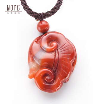 沃美(Wome) 天然南红玛瑙雕刻吊坠 吉祥纹饰 