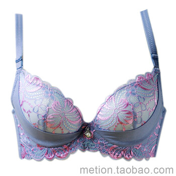 迷瞳 <em>按摩</em>柔珠袋女<em>胸罩</em>蕾丝深v聚拢小胸性感内