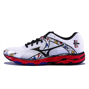 MIZUNO美津浓 J1GC144402 男女款 慢跑鞋 WAVE INSPIRE 10 黑色/白色/红色 42.5