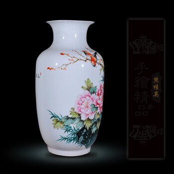 
                                        一米丫丫丫 景德镇粉彩陶瓷花瓶 手绘瓷器花瓶 现代时尚装饰摆件工艺品礼品摆件 花开富贵                