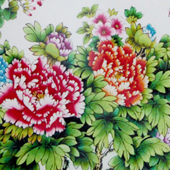 
                                        欢畅景德镇陶瓷粉彩花开富贵瓷板画 中堂客厅家居装饰画g-h13                