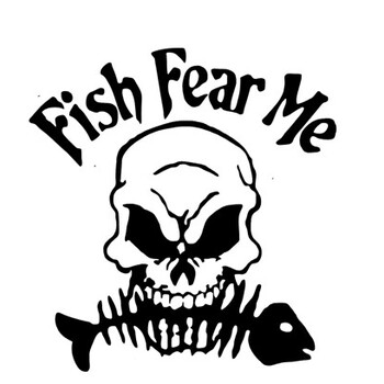 fish fear me 骷髅头 骨髓鱼 鱼贴纸 钓鱼 车贴 汽车贴纸 黑色 20cm