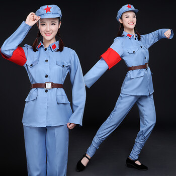 新款八路军演出服红军抗战女兵新四军合唱服装话剧舞台表演服 图片色
