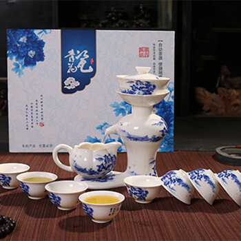 云品家居 整套茶具功夫茶具半自动流水青花瓷茶具蝶恋花陶瓷茶具 蝶恋花套装