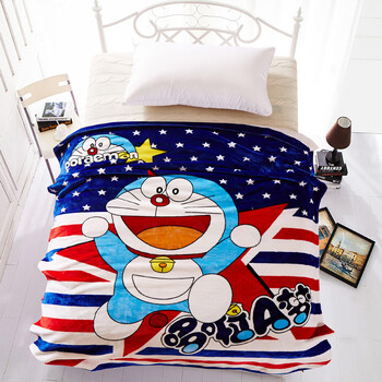 三只松鼠 毛毯 加厚保暖双层时尚盖毯  西班牙盖毯 150*200cm 机器猫 150*200