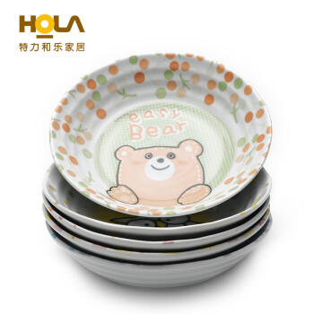 HOLA特力和乐 日本进口凹凸卡通五入盘 餐盘套装原特力屋