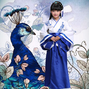 儿童汉服古装男女童装书童演出服三字经弟子规表演服古筝诗歌朗诵lq