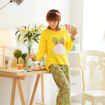 2014春秋季 女士高档优质<em>棉睡衣</em> 秋季<em>可爱</em>长袖