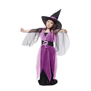 
                                        孩派 万圣节cosplay儿童服装女童公主裙女巫 网纱巫婆装 G-0095 XL                