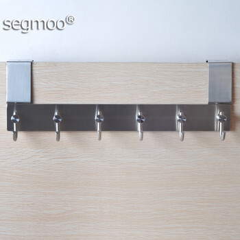 
                                        Segmoo 304不锈钢门后挂钩无痕强力承重挂衣架卧室浴室门衣服收纳挂衣架加厚 8钩 10580                