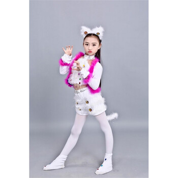 新品波斯猫表演服幼儿小猫咪舞蹈服装小白猫兔子儿童动物演出服装