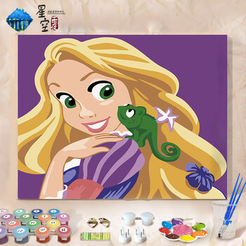 diy数字油画儿童卧室卡通动漫人物小动物填色涂色油彩