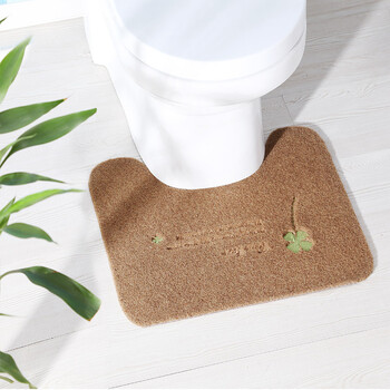 半岛良品 吸水防滑U型卫生间坐便器绣花马桶地垫 内凹垫子脚垫子 咖啡U型垫  40*48cm 马桶通用地垫
