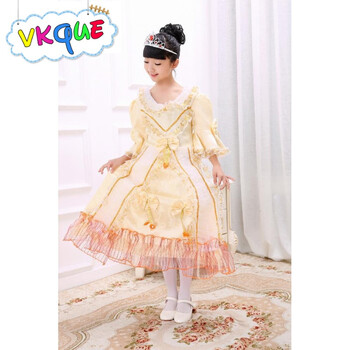 vkque 欧洲女童宫廷礼服裙英国贵族服装欧式儿童舞蹈服王子服舞台演出
