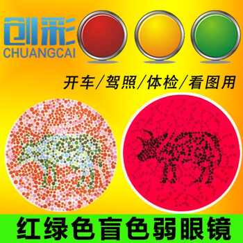 创彩红绿色盲眼镜 色盲色弱眼镜开车驾照看色觉图测试眼镜 驾照体检