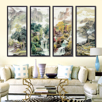 
                                                                                视觉星装饰画客厅沙发墙壁画立体画电表箱遮挡画餐厅床头沙发背景墙挂画中国画山水画四季变换 四季春夏秋冬一套 40cm*100cm金色框                