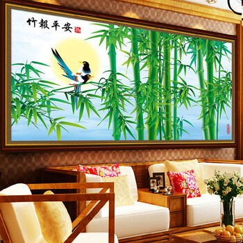 
                                        丝蒂尔十字绣客厅新款钻石画竹报平安风景大画 魔方钻石画仅贴竹和鸟尺寸95*50CM                