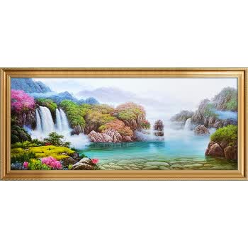 日康 发财树油画 欧式山水风景抽象画 纯手绘走廊定制
