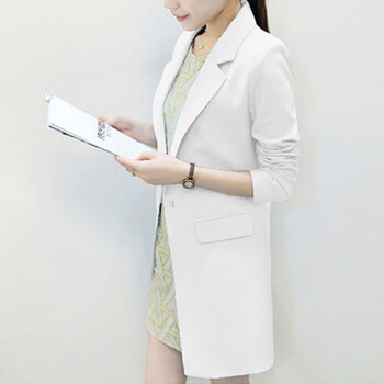 培秀 2015秋装新款小西装外套女装中长款修身韩版小西服女8816 白色 XL