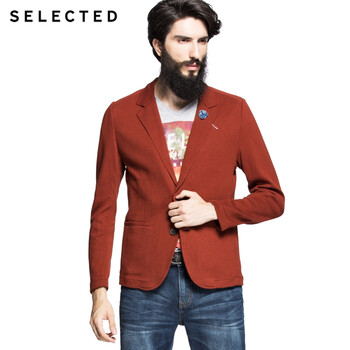 SELECTED思莱德纯棉<em>西服</em>款翻领男士<em>针织开</em>