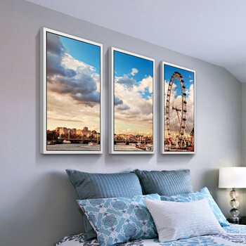 格美奇英伦建筑城市风景客厅装饰画三联画沙发电视背景墙挂画书房卧室简框画欧式装饰 DYK76经典黑框 45*80cm三幅价