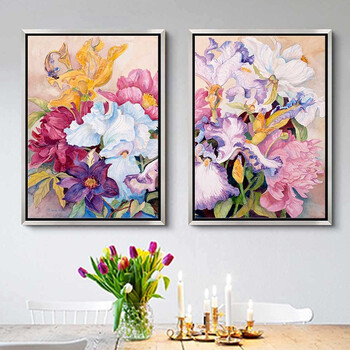 墙蛙wallwa 繁花集餐厅挂画卧室画现代简约客厅装饰画三联沙发背景墙画