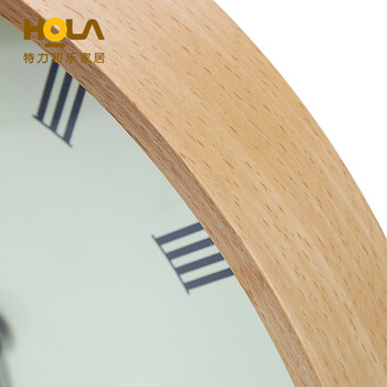 HOLA特力和乐 复古木制壁钟-黄30.5cm 创意钟表挂钟客厅原特力屋