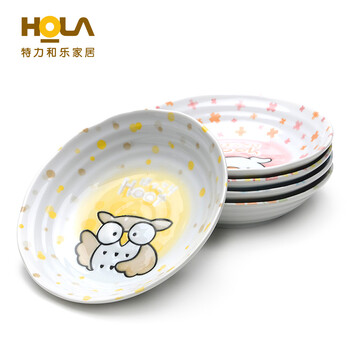 HOLA特力和乐 日本进口凹凸卡通五入盘 餐盘套装原特力屋