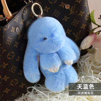 萌兔玩偶小兔子毛绒玩具手机挂饰垂耳兔公仔长耳兔兔书包挂件 天蓝色