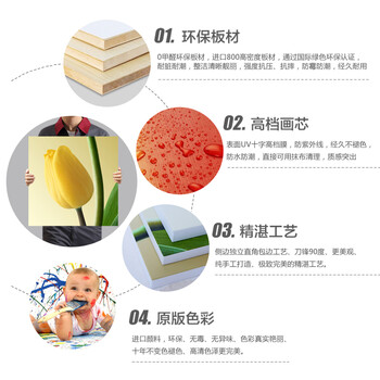 
                                        欣诚现代简约无框画客厅玄关走廊装饰画竖版三联挂画壁画墙画郁金香 1款 50*50cm/15mm厚                