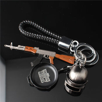 绝地求生钥匙扣挂件吃鸡游戏三级头盔平底锅三