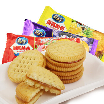真巧 果酱夹心曲奇独立包散装称重水果口味夹心下午茶休闲饼干 凤梨味