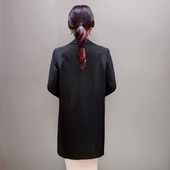 lostmojo 2015春秋装新款修身女士西服中长款长袖小西装女外套休闲潮 109R 黑色 M