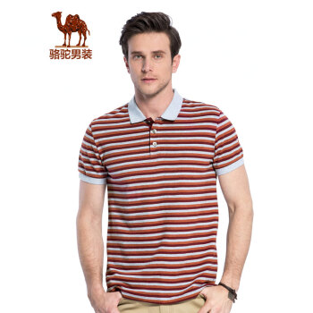 骆驼（CAMEL）男装 夏季翻领短袖Polo衫青年潮流休闲男士上衣 桔红 XL