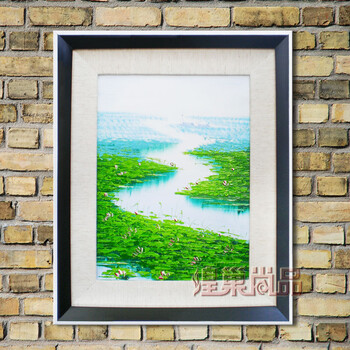 
                                        煌巢尚品风景油画玄关装饰有框画沙发背景墙挂画手绘四季荷塘春夏秋冬壁画家居软饰电表箱遮挡画 春天荷塘油画 长77x高67cm                