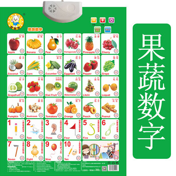 字母有声挂图点读发声墙贴画幼儿看图识汉字认知卡拼音表 水果蔬菜