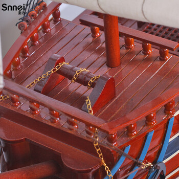 Snnei室内 圣菲利浦号装饰品 木质大型帆船模型 一帆风顺摆件