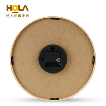 HOLA特力和乐 复古木制壁钟-黄30.5cm 创意钟表挂钟客厅原特力屋