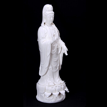 
                                        茗丰堂14-24寸 立莲南海观音菩萨镇宅辟邪陶瓷佛像摆件 德化白瓷观世音 18吋观音菩萨                
