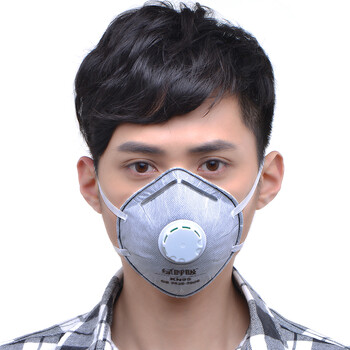 绿之源 绿呼吸N95吸杯型口罩防颗粒物呼吸器 有呼气阀 灰色5只/盒