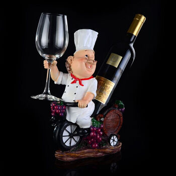 
                                        豪斯特丽（HOSTLY） 欧式酒架工艺品摆件 时尚树脂个性红酒酒架 厨师酒柜摆件 白衣+红衣                