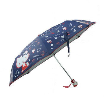 TTK韩国HelloKitty女生雨伞太阳伞防晒伞自动可爱儿童晴雨伞创意三折叠遮阳伞 桃红 桃红色
