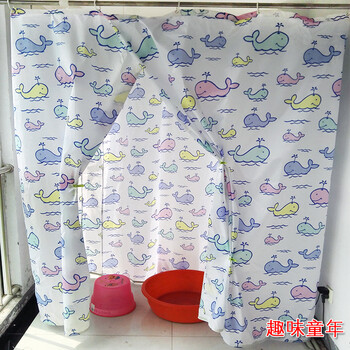 星美方形浴罩双拉链重合门加厚防寒保温保暖浴帘宝宝大人浴帐送勾 可爱猫咪 长160*宽80*高200
