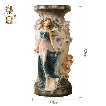 
                                        柒夏特色家居饰品创意客厅卧室罗马柱摆件简约树脂工艺品庭院摆设                 