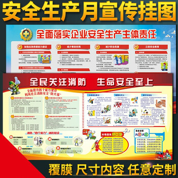 安全月生产宣传画海报挂图消防安全制度2017年安全生产月主题标语 50