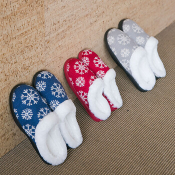 TAYOHYA/多样屋 秋冬棉拖鞋 雪花毛线拖 冬季保暖居家拖鞋 办公舒适拖 红色 38码