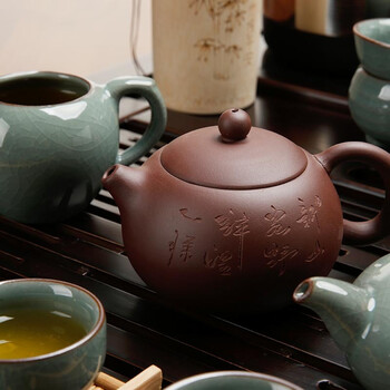 
                                        束氏功夫茶具套装 实木柯木茶盘茶壶茶杯茶海整套快速炉四合一茶具套装 独步青云祥龙003831                