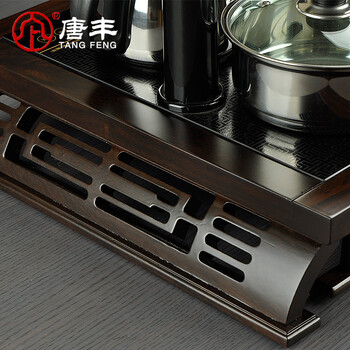 唐丰 雅阁功夫茶具套装 红木黑檀木实木茶盘 抽水烧水电热炉电磁炉 紫砂茶壶茶杯茶道1565 雅阁-富贵