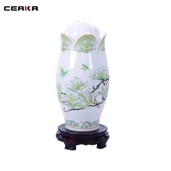 CEAKA 装饰台灯 陶瓷灯 卧室台灯床头灯 书房灯 中式 薄胎 粉彩玉兰 BTD08