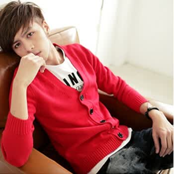 uyuk 2014<em>秋款韩版</em>针织开衫棉V领<em>毛衣男外套</em>